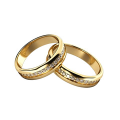 two realistic couple rings isolated on white background