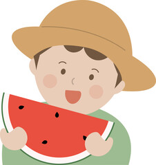 여름 수박 먹는 어린이