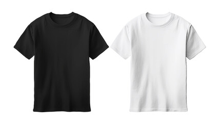 two sets of collar t shirt mockups front and back in solid black and solid white on an isolated white background