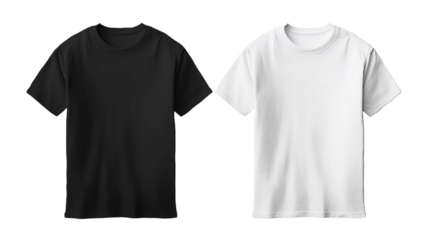 two sets of collar t shirt mockups front and back in solid black and solid white on an isolated white background
