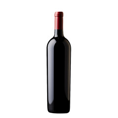 unlabeled red wine bottle isolated on white background