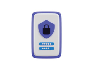 3d smart phone data security icon 3d render