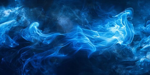 Fototapeta premium Ethereal blue smoke at midnight, glowing, ethereal, imagination, creativity, smoke, color, blue, technology, lines, fantasy, dreamland, HD wallpaper, background, generated by AI.