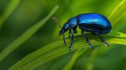 Fototapeta premium bug on green leaf
