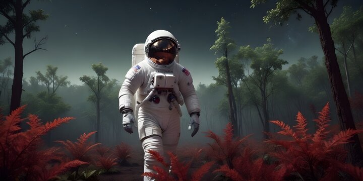 Middle-aged Male Astronaut in a White Spacesuit.