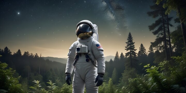Middle-aged Male Astronaut in a White Spacesuit.