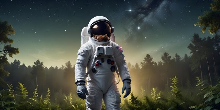 Middle-aged Male Astronaut in a White Spacesuit.