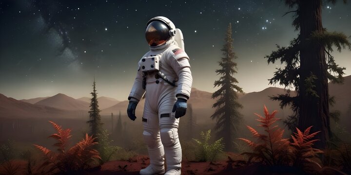 Middle-aged Male Astronaut in a White Spacesuit.