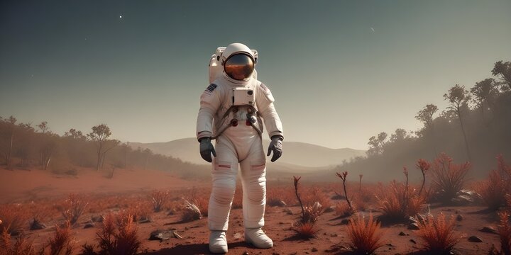 Middle-aged Male Astronaut in a White Spacesuit.