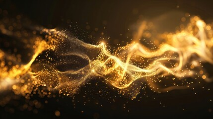 Fototapeta premium Flowing golden particle wave with sparkling effects