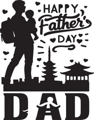 Happy Father's Day Silhouette Vector Illustration