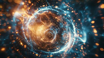 Subatomic particles quantum environments abstract background