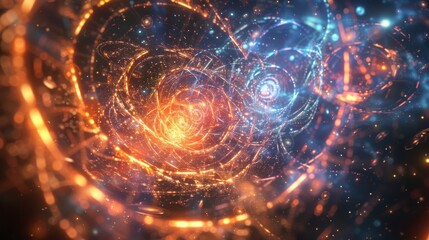 Subatomic particles quantum environments abstract background