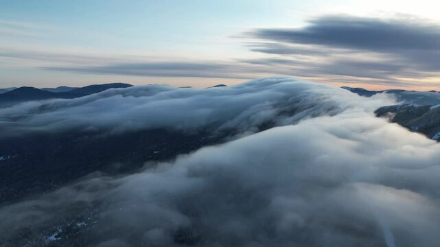Timelapse of clouds over Saddleback Mountain, Maine in winter