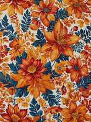 Orange and Blue Floral Pattern.