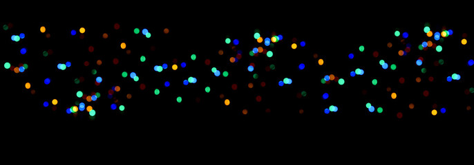 Black background with Bokeh lights. Abstract multicolored lights bokeh with space for text.Horizontal background with blur bokeh effects for christmas time. Special occasion concept.