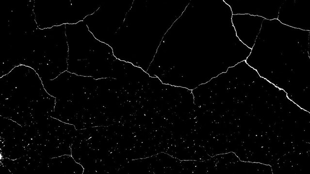 Black and white cracked background. White cracked background. White stop motion crack overlay effect black screen. Video background, and Animation effect. Editing, Crack, Texture, Pattern, Dynamic.
