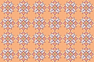 Pixel Art Geometric Lotus Pattern peach fuzz 