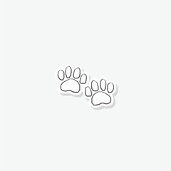  Paw print hand drawn icon sticker isolated on gray background
