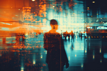 男性, 女性, 横顔, 空港, オーバラップ, 多重露光, 光, コラージュ, 概念, 旅行, 飛行機, male, female, profile, airport, overlap, multiple exposure, light, collage, concept, travel, plane