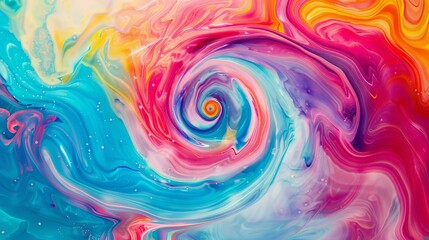 Fototapeta premium Vibrant liquid colors hypnotic psychedelic vortices abstract background