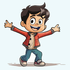 simple 2d cartoon character A happy cute boy vector
