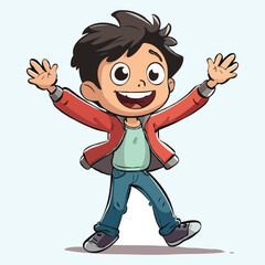 simple 2d cartoon character A happy cute boy vector