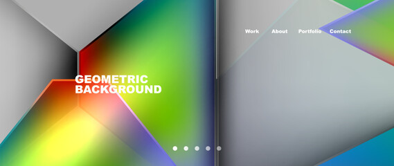 Flowing bright neon gradients geometric abstract background with triangles and lines. Fluid color pattern of color liquid gradient background for wallpaper, banner, background, card, landing page