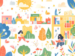 Students Reading Time in the Library on World Book Day