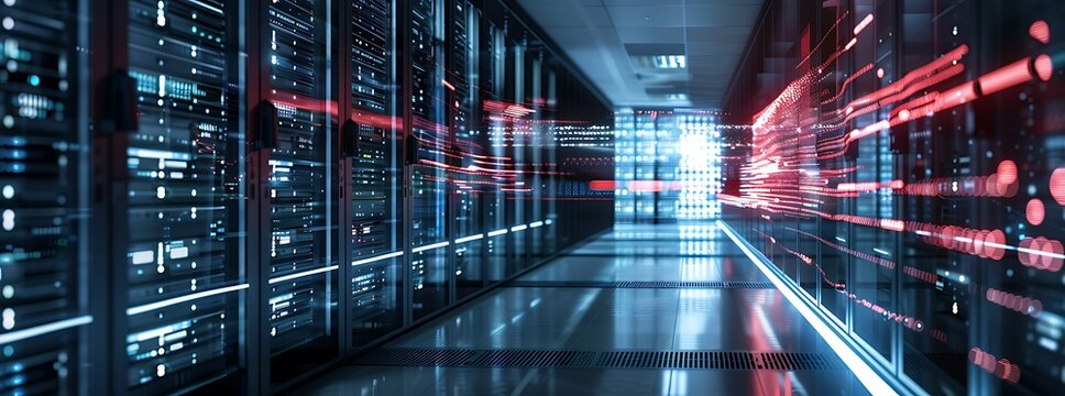An array of servers hums quietly in a data center, processing vast amounts of information