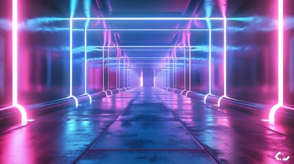 Abstract neon light background illustration generated by ai