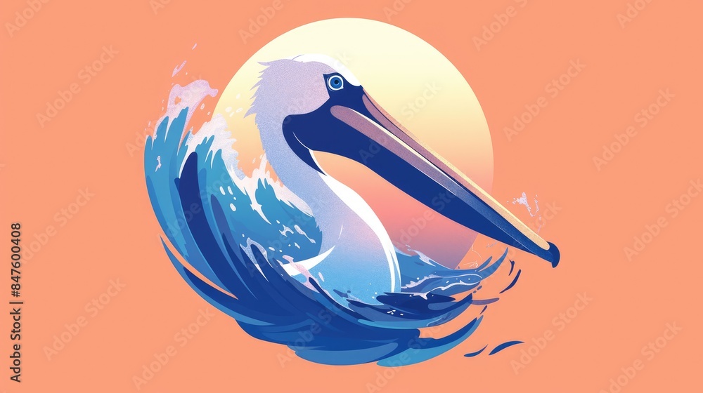 Poster A pelican inspired logo design featuring the animal catching fish is suitable for any company