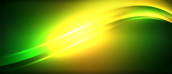 Neon glowing circle rays, light round lines in the dark, planet style neon wave lines. Energetic electric concept design for wallpaper, banner, background