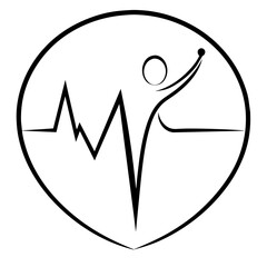 Vector person Silhouette and Heartbeat Line icon logo design