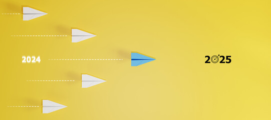 blue plane is heading to 2025 target. business creativity new idea discovery innovation technology....