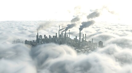 Fototapeta premium Smoggy Urban Skyline:Exploring the Impact of Smoke on Local Climate and Heat Islands