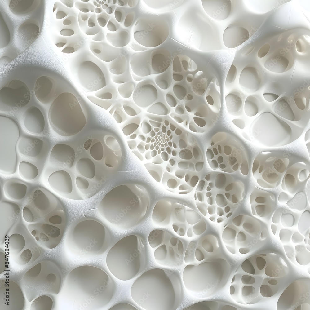 Poster intricate 3d rendered foam texture with ethereal web-like pattern on white background