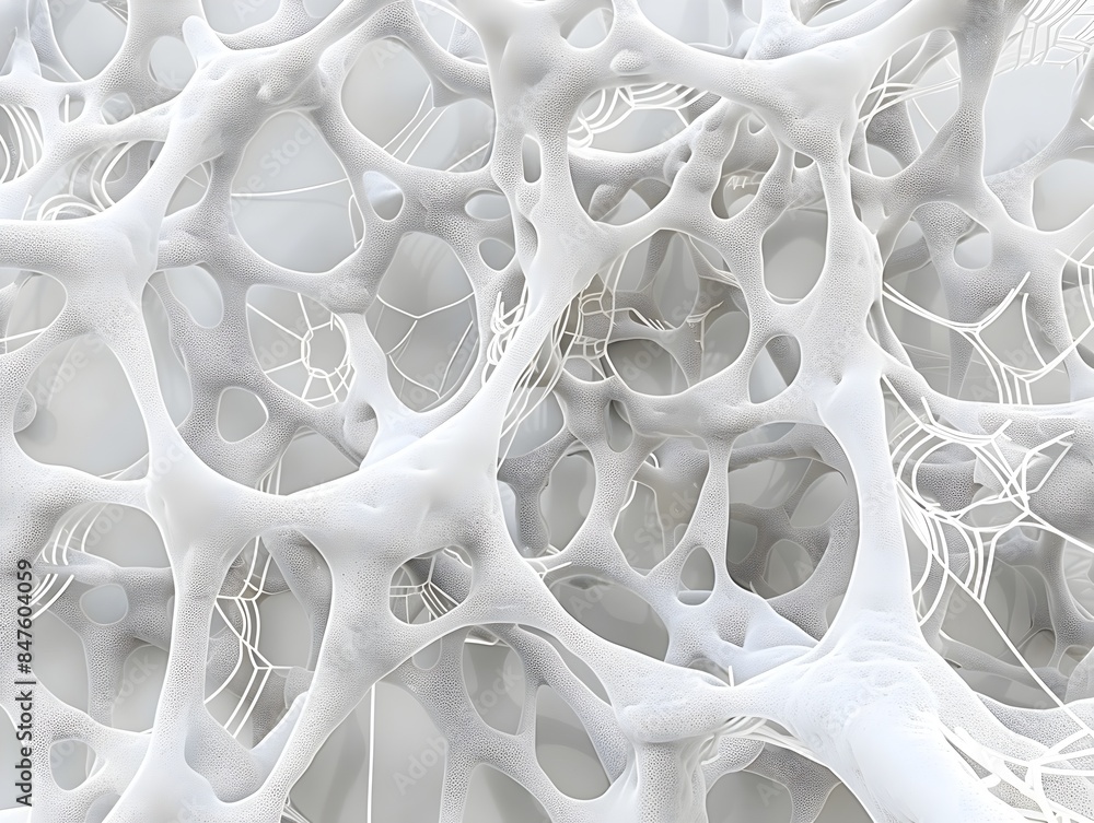 Poster intricate 3d rendered weblike cellular pattern on isolated white background