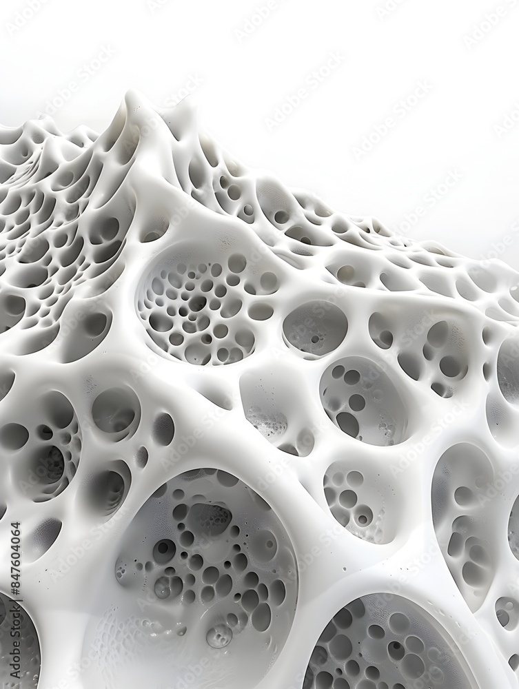Poster intricate foam patterns forming a captivating 3d organic design on a clean white background