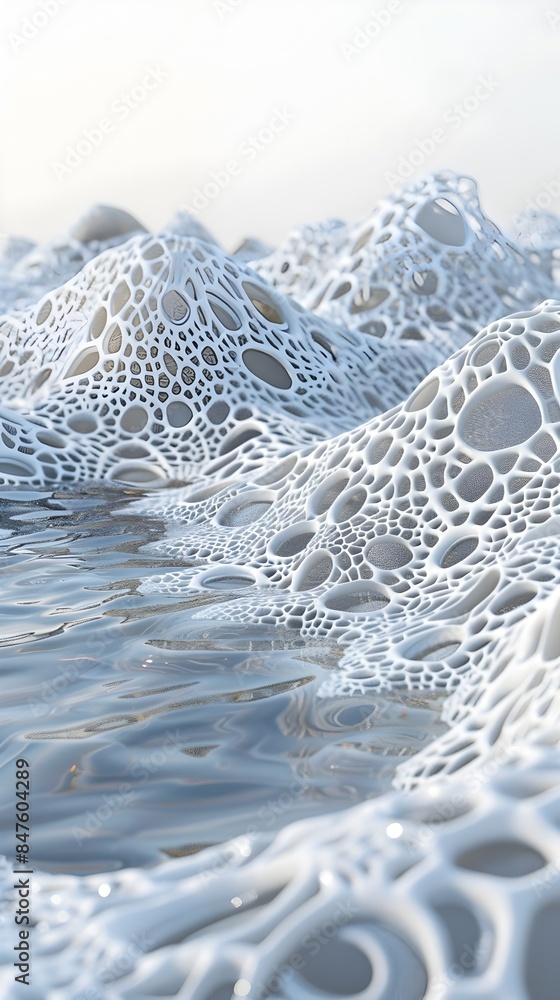 Aufkleber intricate lace-like foam patterns floating on water surface