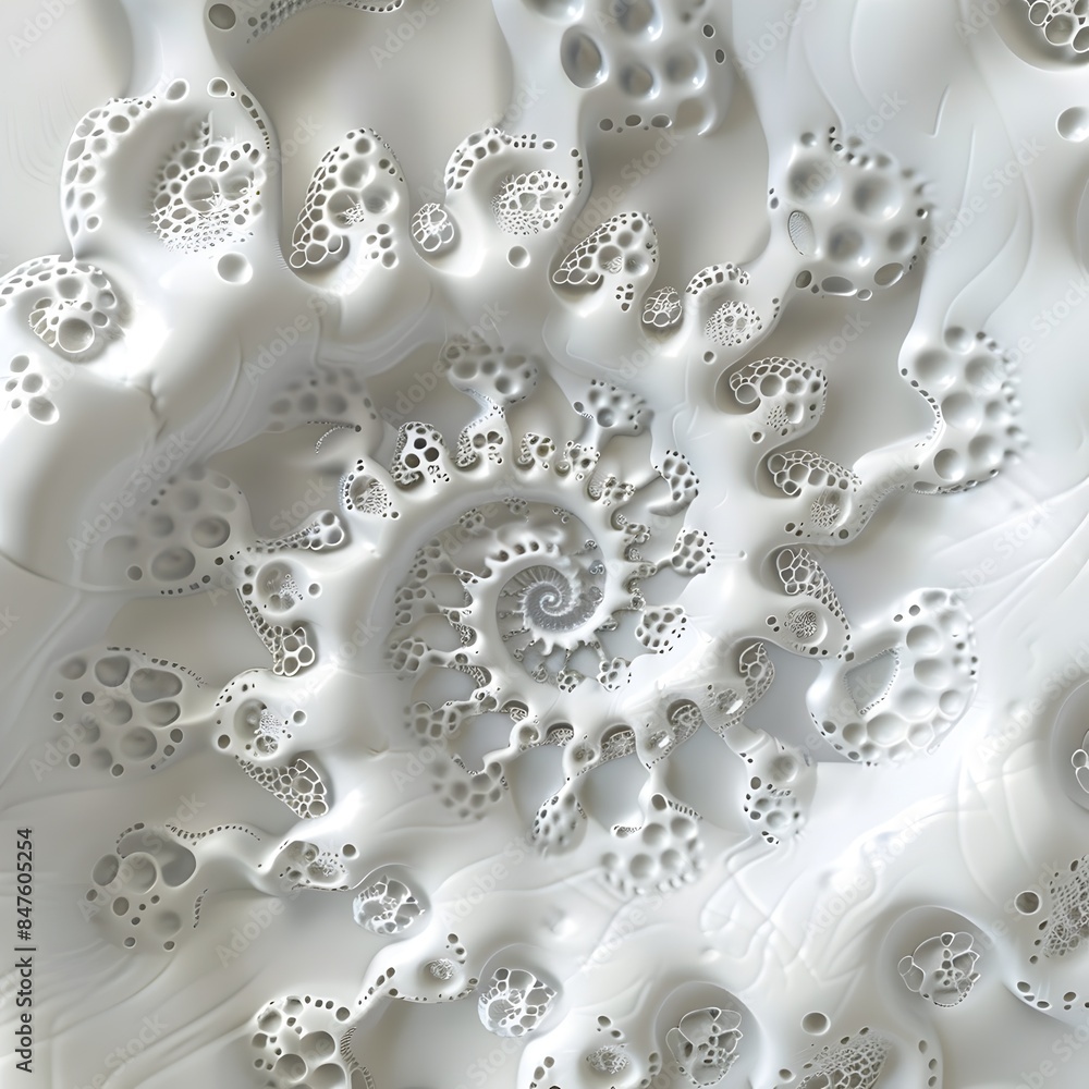 Poster mesmerizing spiral foam bubble patterns in minimalist white background