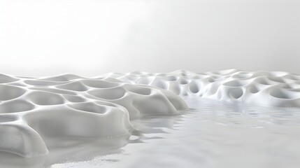 Obraz premium Mesmerizing Patterns of Tranquil Pond Foam on Minimalist White Background