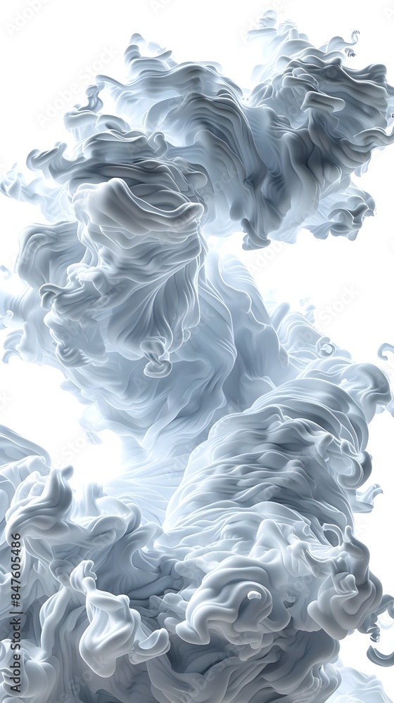 Poster mesmerizing whirlpool of fluid foam swirls on pristine white background