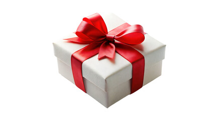 Obraz premium A festive gift box, tied with a beautiful red ribbon