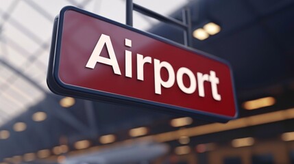 3D rendered isolated airport traffic sign.