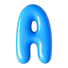 Blue 3D Font Letter A uppercase
