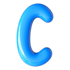 Blue 3D Font Letter C uppercase