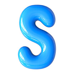 Naklejka premium Blue 3D Font Letter S uppercase