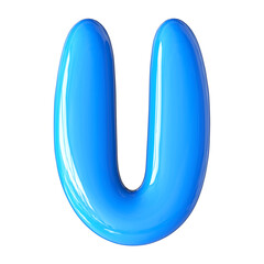 Blue 3D Font Letter U uppercase