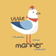 cute seagull drawing as vector for kids fashion tee print © MKE PRINT LAB.